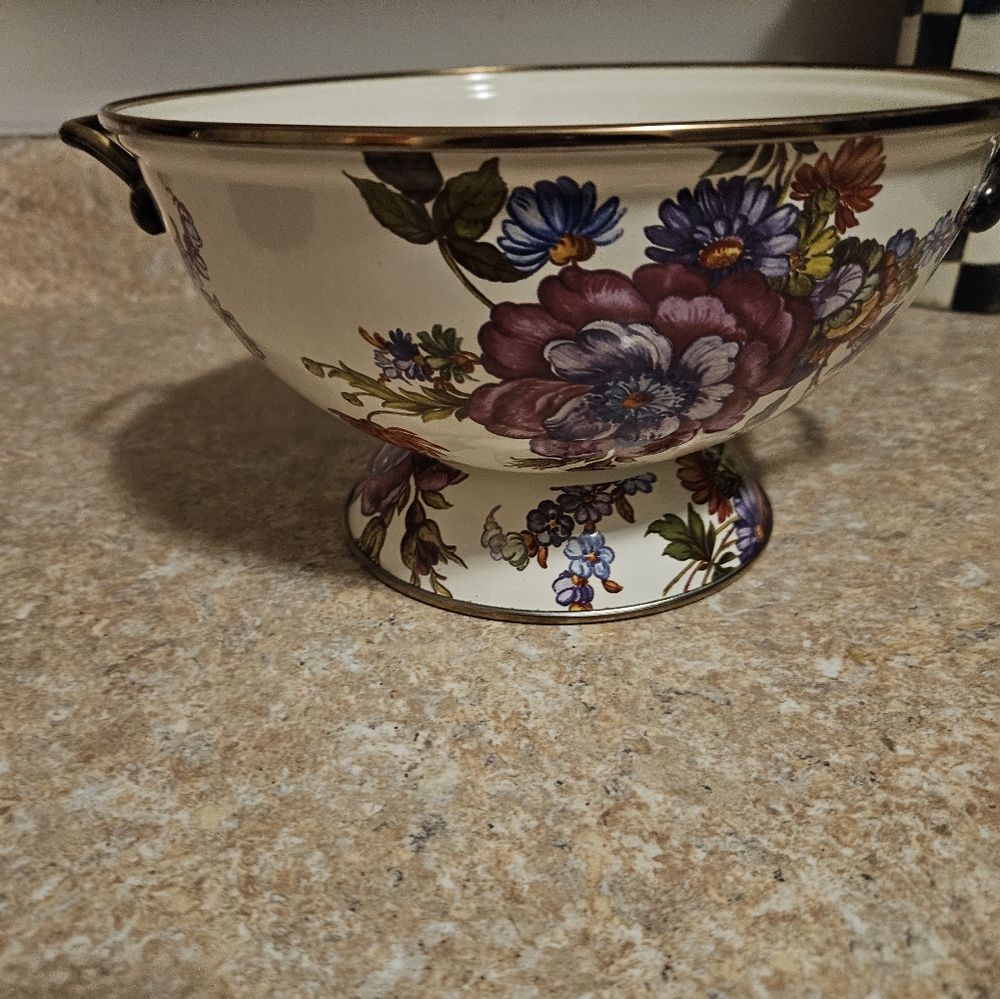 Mackenzie childs white flower market every Thing bowl.